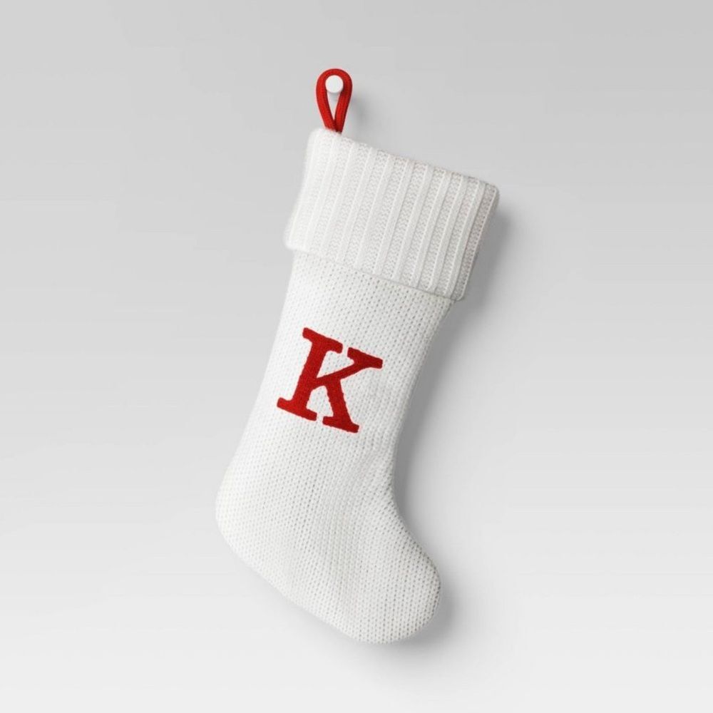 Wondershop White Stocking with Red Initial 20”